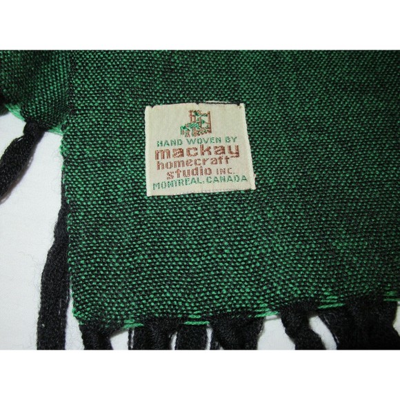 Vtg Hand Woven Scarf Mackay Homecraft Studio Montreal Canada Wool Fringe 50's? - Picture 8 of 12